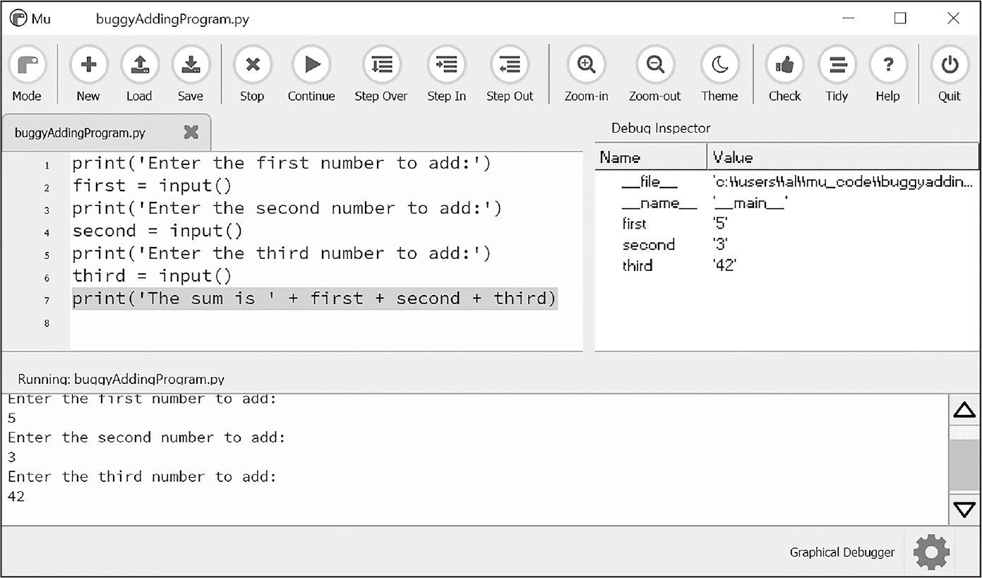 A screenshot of the Mu interface.